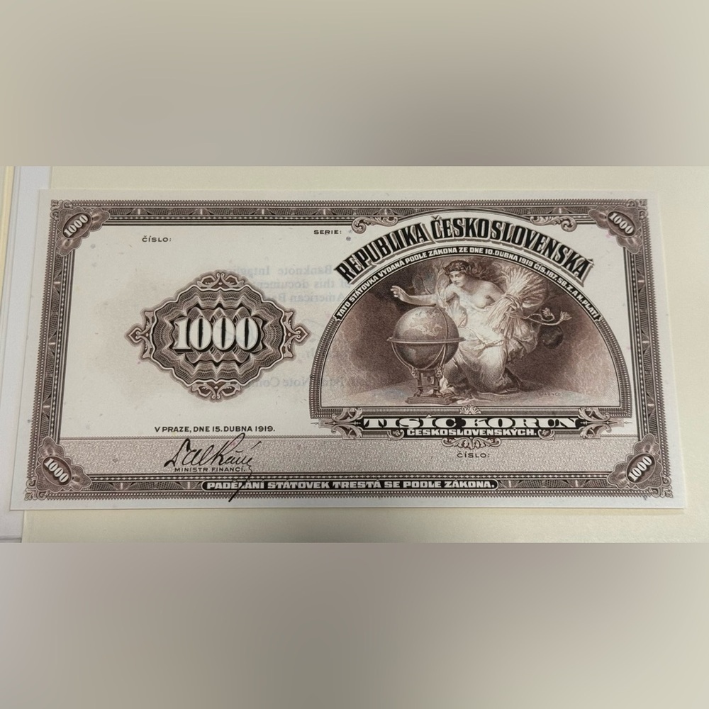 Czechoslovakia 1000 Korun Archive Series Reprint 1988